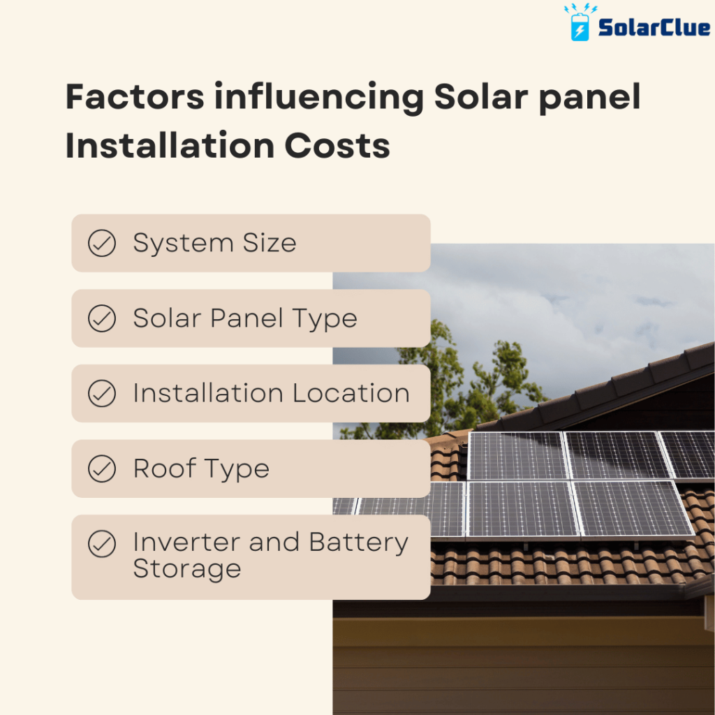 Factors influencing Solar panel Installation Costs