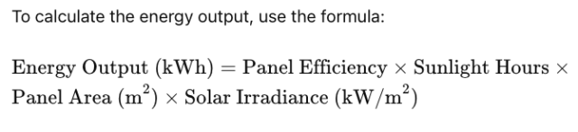 Calculating Solar Panel Energy Output Based on Efficiency